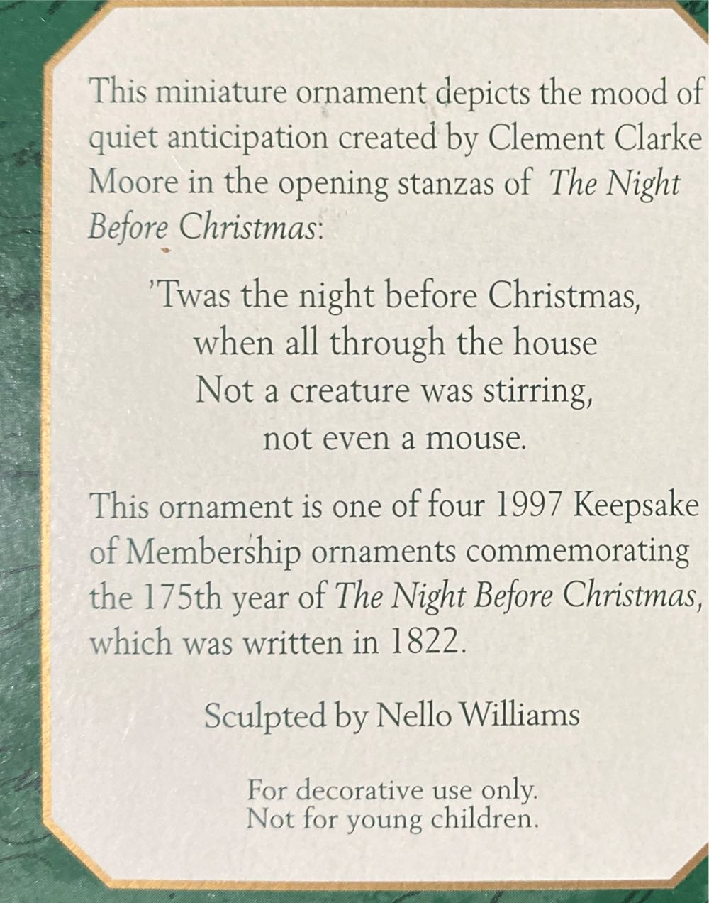 Ready For Santa - The Night Before Christmas (Collectors Club) ornament collectible - Main Image 2