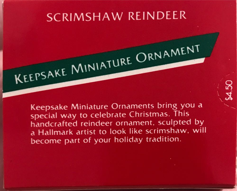 Scrimshaw Reindeer Miniature  (Keepsake Miniature) ornament collectible - Main Image 3