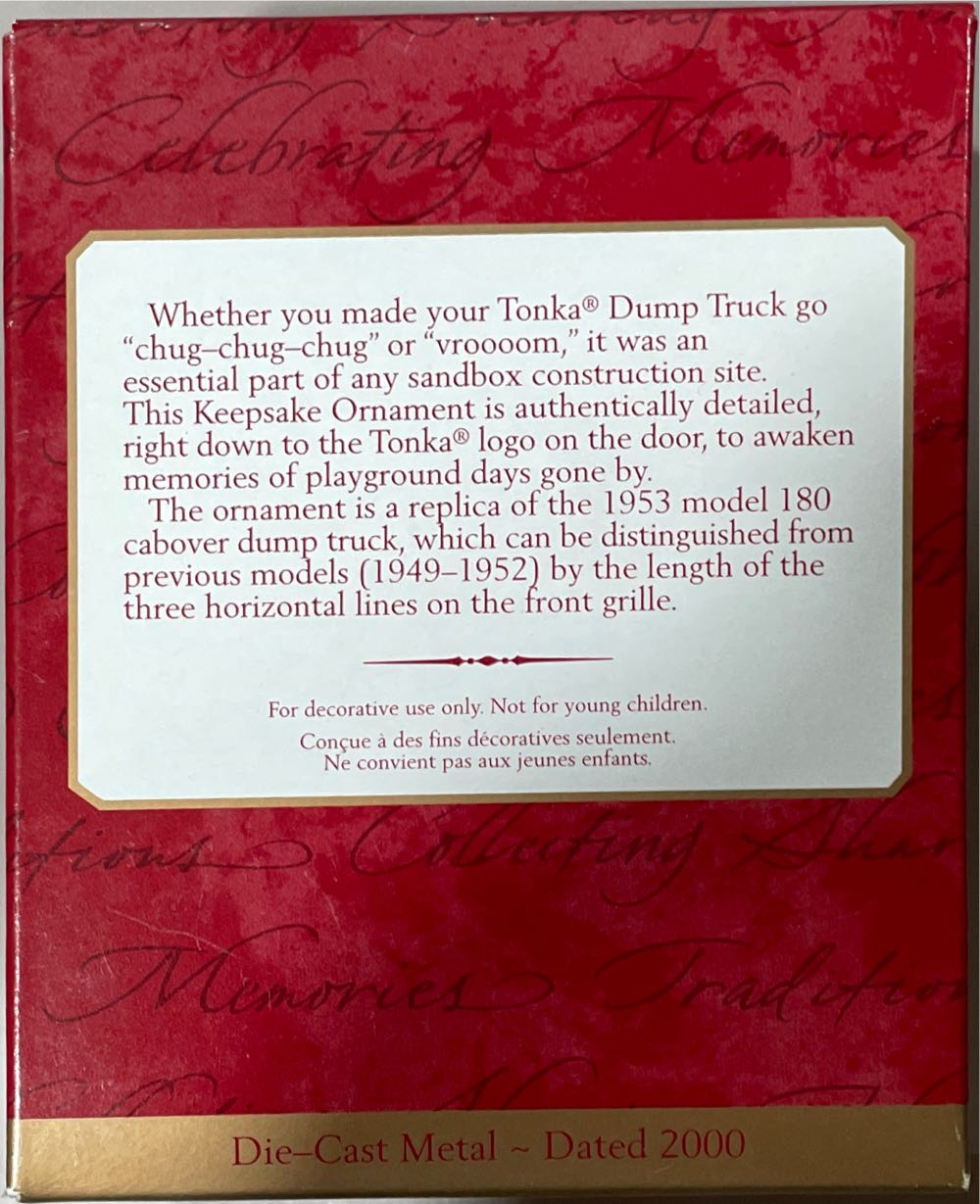 Tonka Dump Truck - Tonka (Keepsake Ornament) ornament collectible [Barcode 015012564402] - Main Image 3