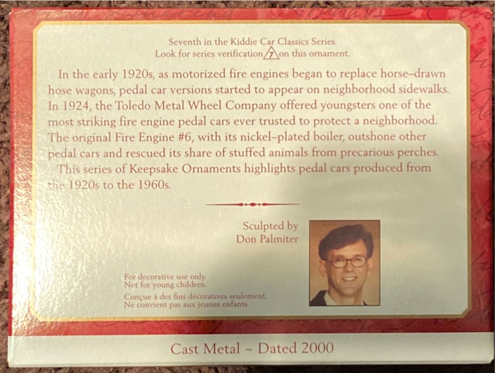 1924 Toledo Fire Engine #6 - Kiddie Car Classics - Kiddie Car Classics (Kiddie Car Classics) ornament collectible [Barcode 015012564426] - Main Image 3