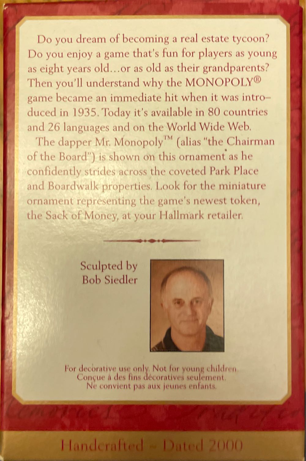 Mr. Monopoly - Monopoly (Monopoly Game) ornament collectible [Barcode 015012564891] - Main Image 3