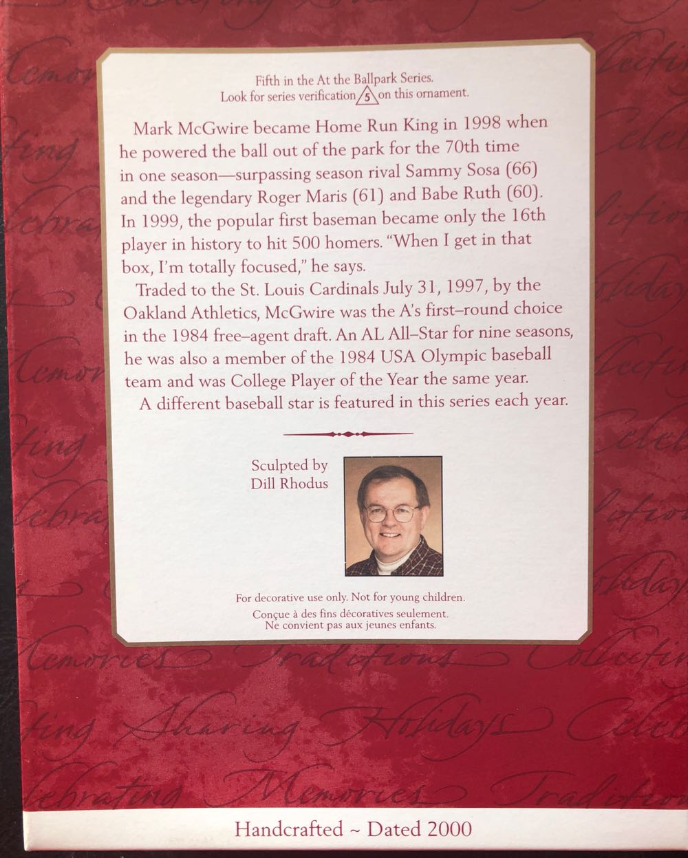 Mark McGwire  - At the Ballpark (Baseball) ornament collectible [Barcode 015012565744] - Main Image 2