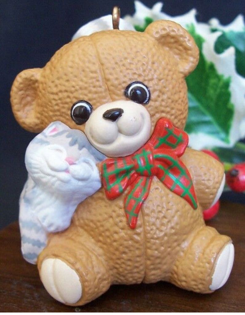 Purrfect Snuggle - Kitty & Bear (Cat- Bear) ornament collectible - Main Image 2