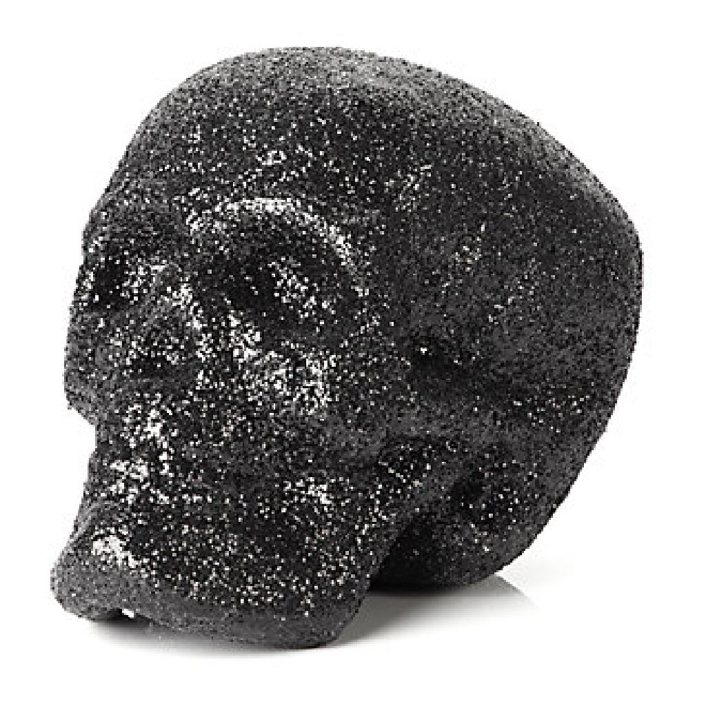 Skull Glittered Black  (Halloween Battery Operated) ornament collectible - Main Image 1