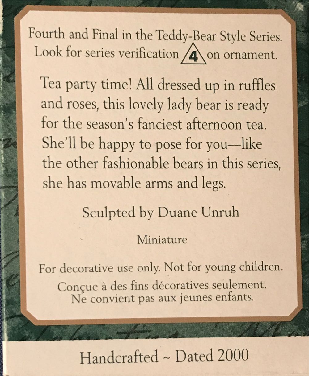 Teddy-Bear Style #4 & Final (2000) QXM5954 - Teddy-Bear Style (Bears) ornament collectible [Barcode 015012569605] - Main Image 2