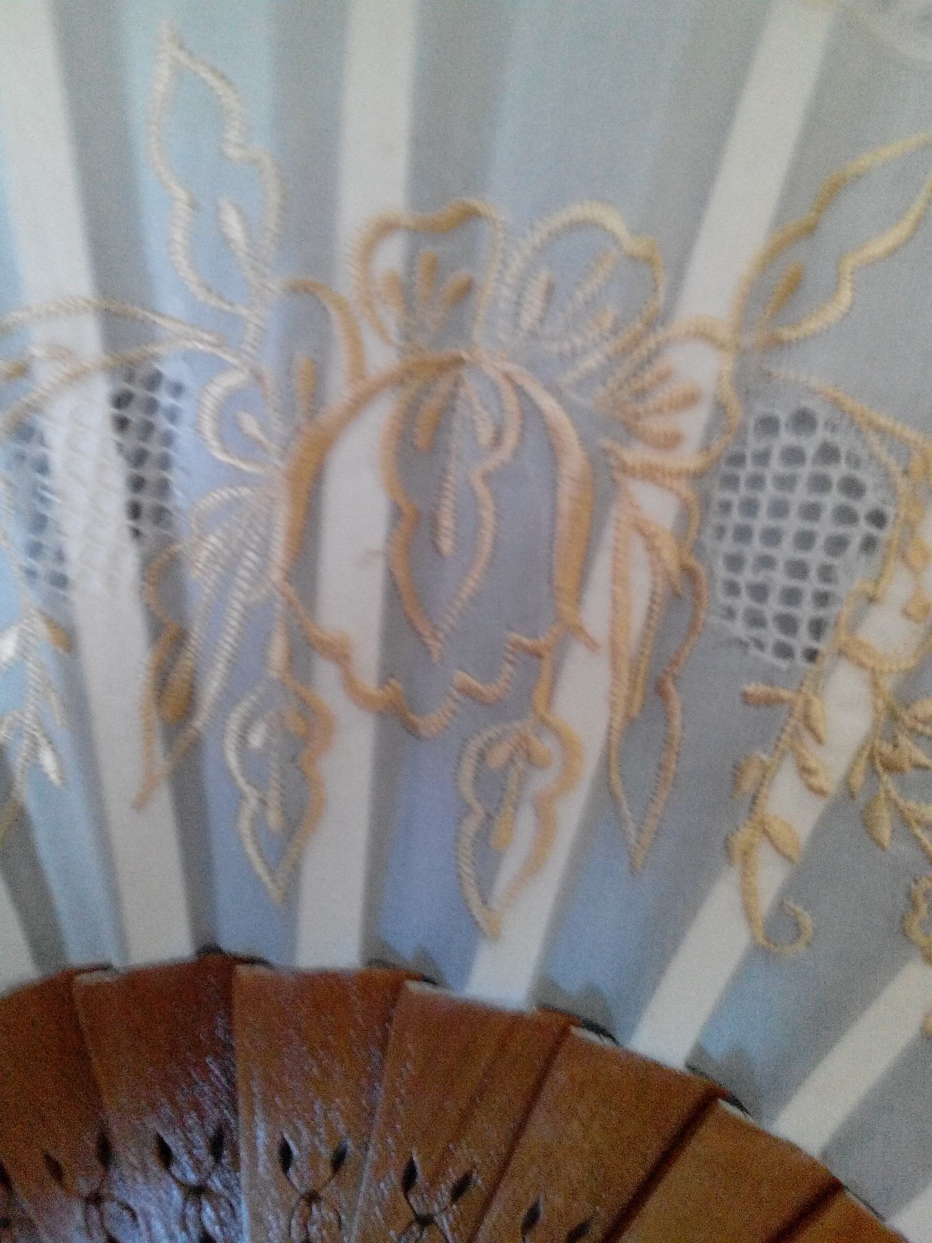 Cream Embroidered Fan  (Fans) ornament collectible - Main Image 2