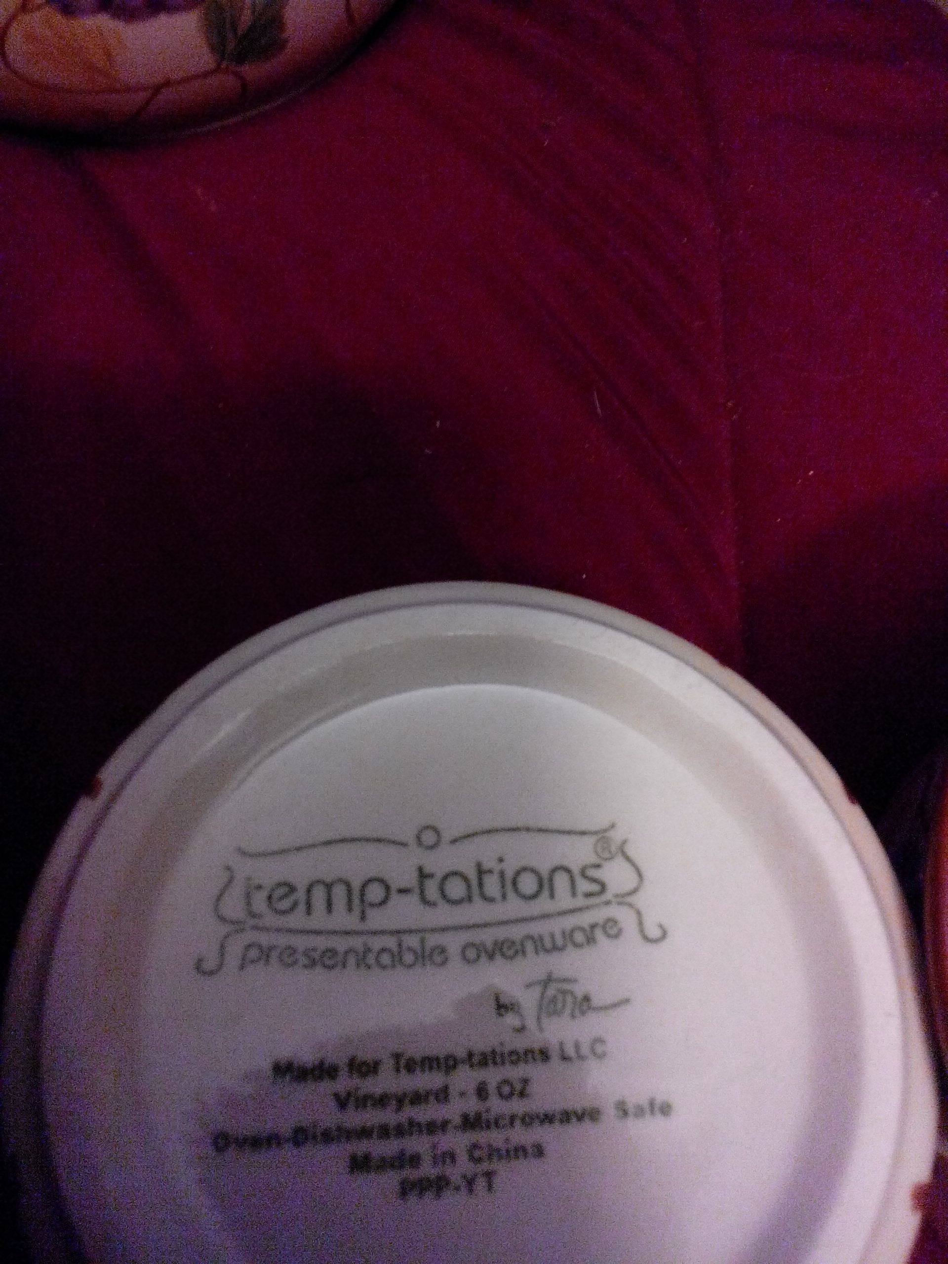 Vineyard 6 oz. Temp-tations small round ovenware (2) - PPP-YT (Temp-tations) ornament collectible - Main Image 2