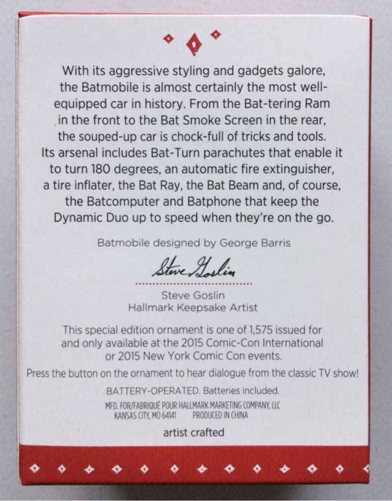 Batman: Classic TV Series Batmobile - Batman (Comic Con Exclusive) ornament collectible - Main Image 2