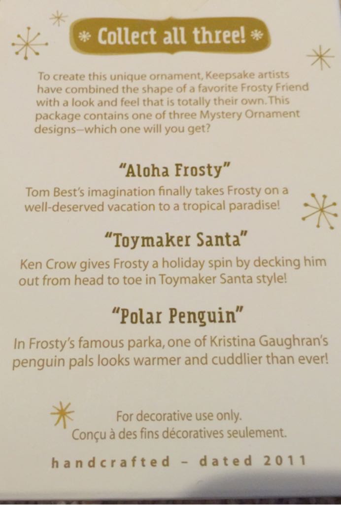 Mystery Eskimo - Aloha Frosty (Mystery Ornament) ornament collectible - Main Image 2