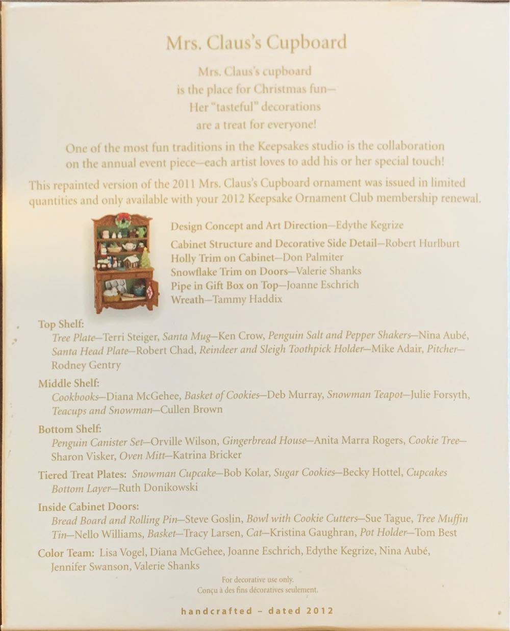 Mrs. Claus’s Cupboard - Keepsake Ornament Club (Furniture) ornament collectible - Main Image 2