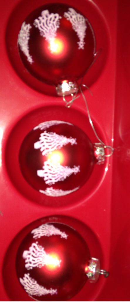 Red Glass Ball With White Trees  ornament collectible - Main Image 1