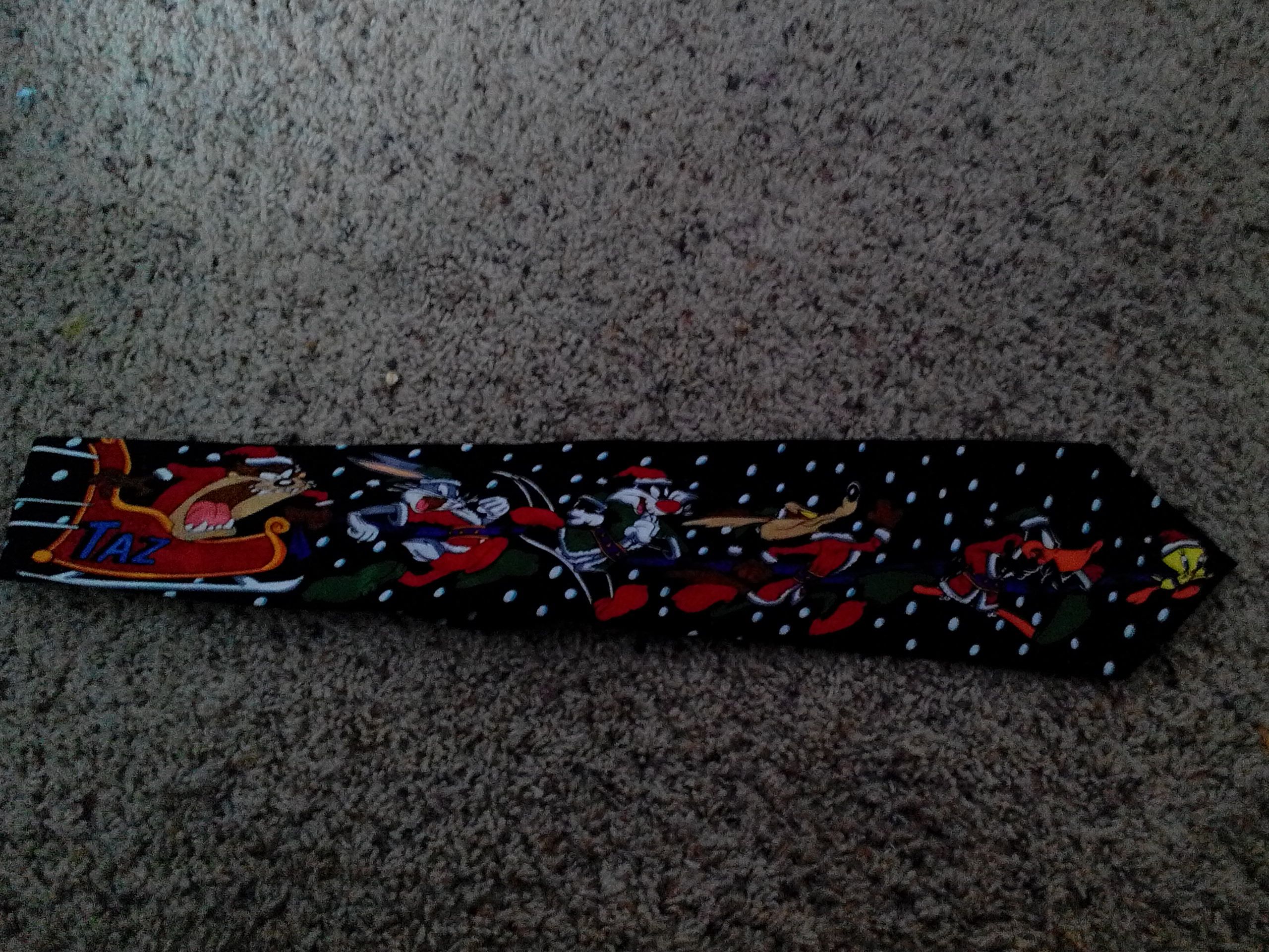 Taz as Santa With Looney Tune Characters Neck tie (Loony Tunes Neck Tie) ornament collectible - Main Image 1