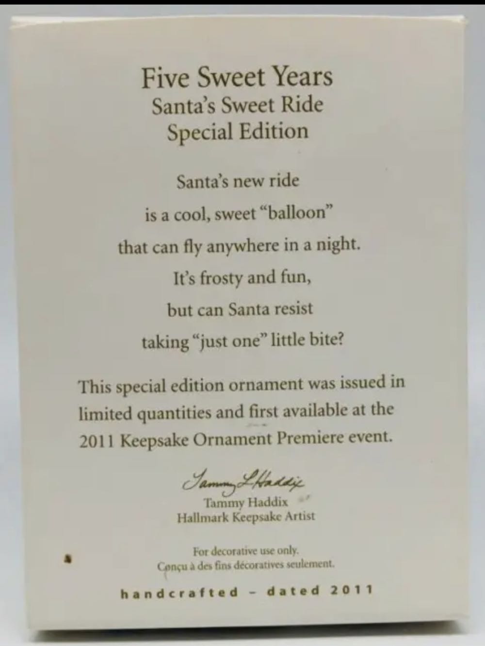 Santa’s Sweet Ride Five Sweet Years - Santa’s Sweet Ride- Companion Piece (Hallmark KOC Member Exclusive, Ltd Ed) ornament collectible - Main Image 2