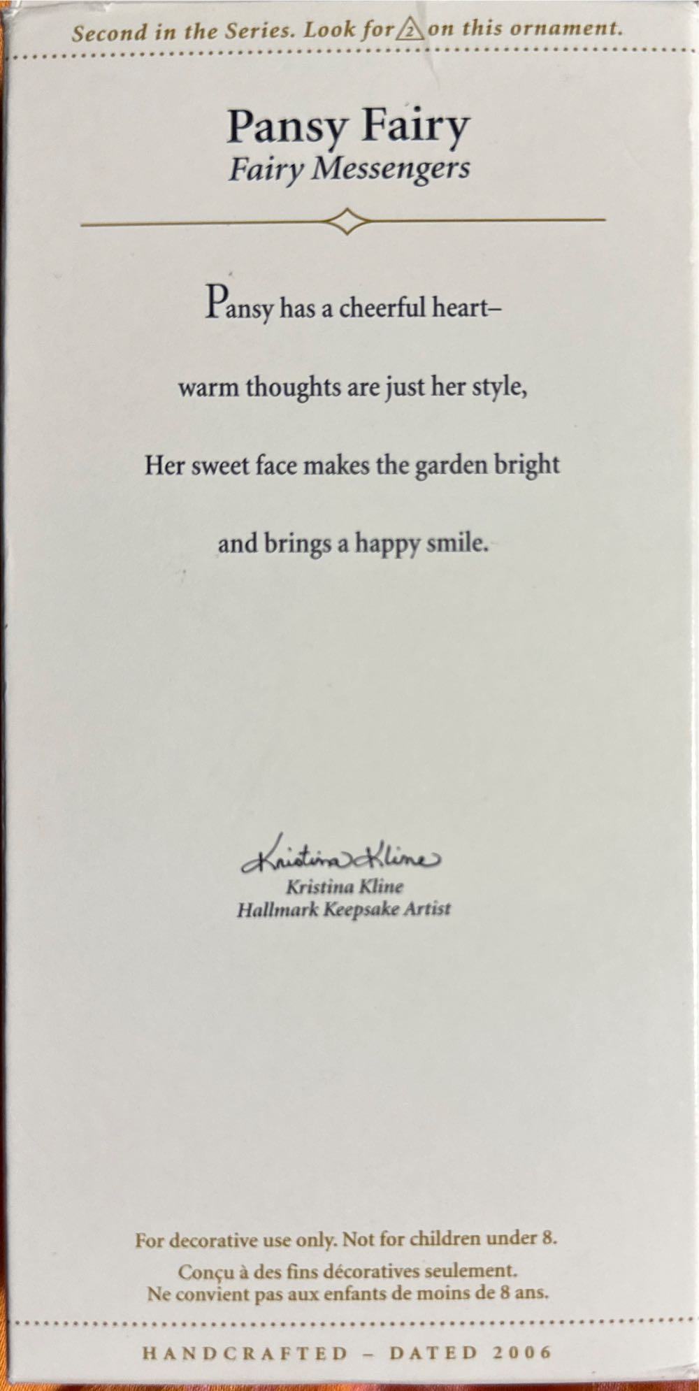 Fairy Messengers 2 - Pansy Fairy - Fairy Messengers (Fairy Messanger) ornament collectible - Main Image 3