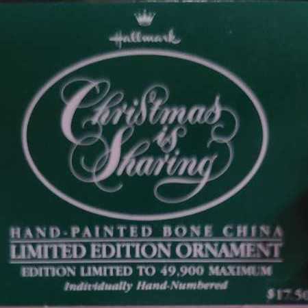 Christmas is Sharing - L.E. 1988 - Limited  Edition Hand-Painted Bone China (Keepsake CLUB Ornament) ornament collectible - Main Image 3