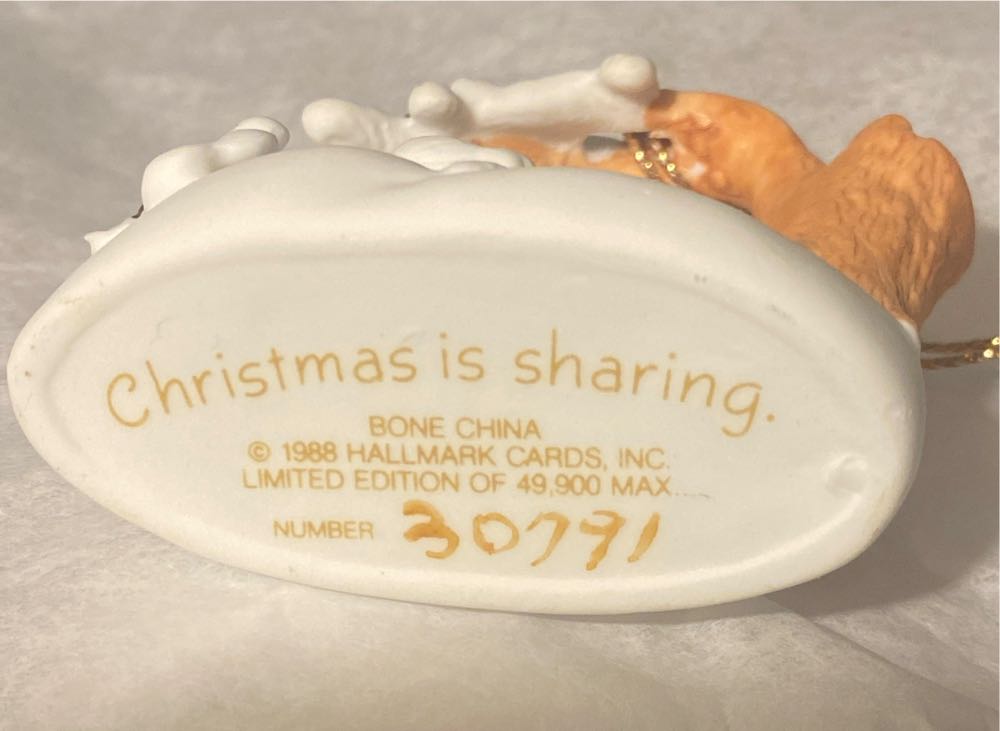Christmas is Sharing - L.E. 1988 - Limited  Edition Hand-Painted Bone China (Keepsake CLUB Ornament) ornament collectible - Main Image 4