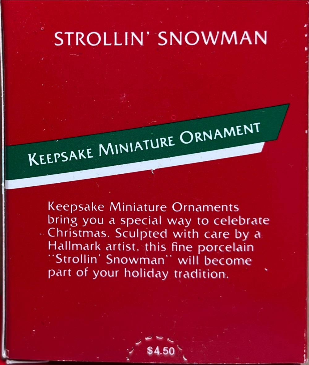 Strollin’ Snowman  (Keepsake Miniature) ornament collectible - Main Image 2