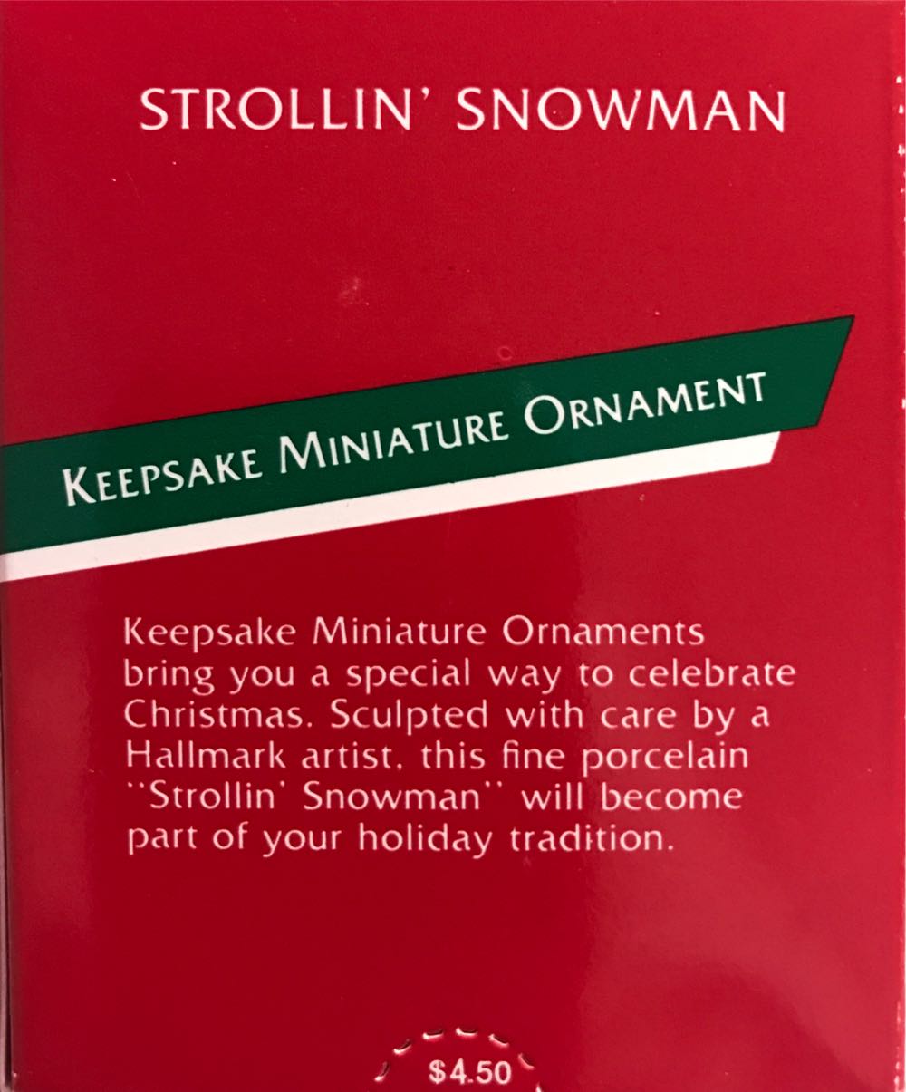 Strollin’ Snowman  (Keepsake Miniature) ornament collectible - Main Image 3