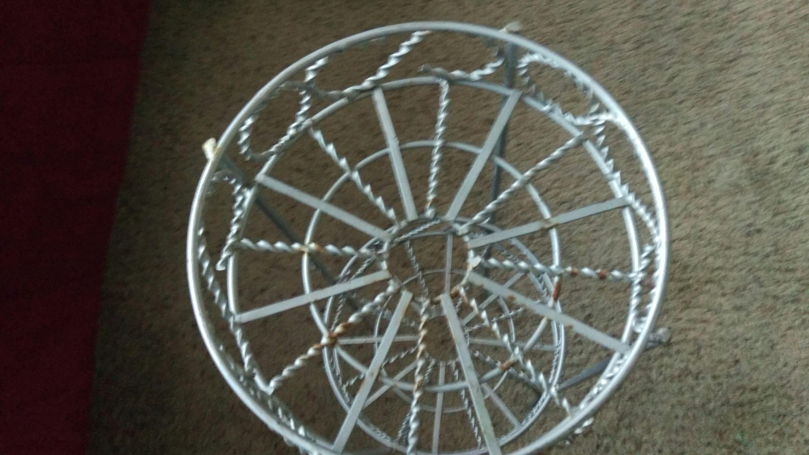 Silver Metal Round 2 Tier Plant Stand  (Plant Decor) ornament collectible - Main Image 2