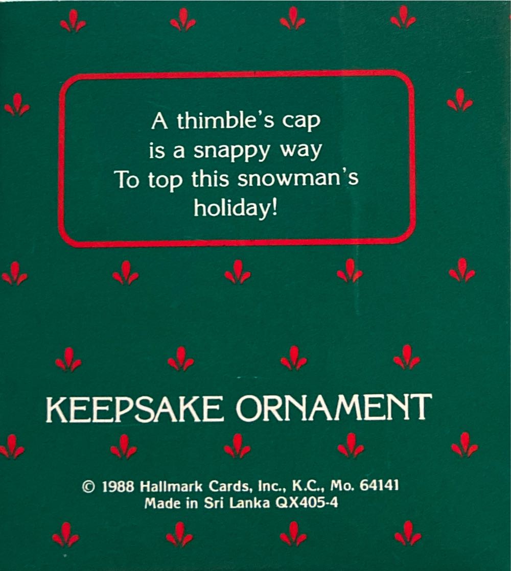 Thimble #11F Snowman - Thimble (Collectible Series) ornament collectible - Main Image 3