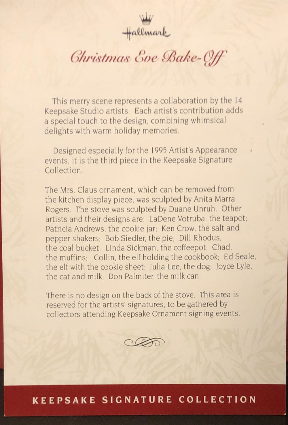 Christmas Eve Bake-off #3 - Keepsake Signature Collection (Mrs. Claus Kitchen) ornament collectible - Main Image 3