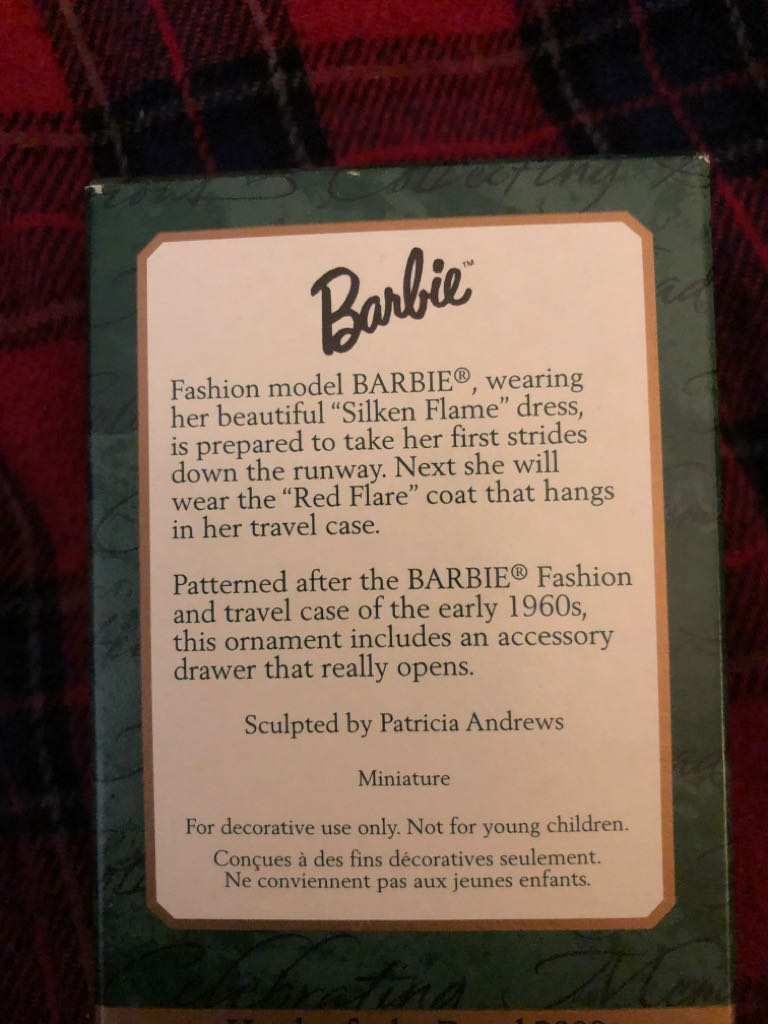 Silken Flame Barbie Ornament And Travel Case - Holiday Barbie Series (Keepsake Miniature) ornament collectible - Main Image 2