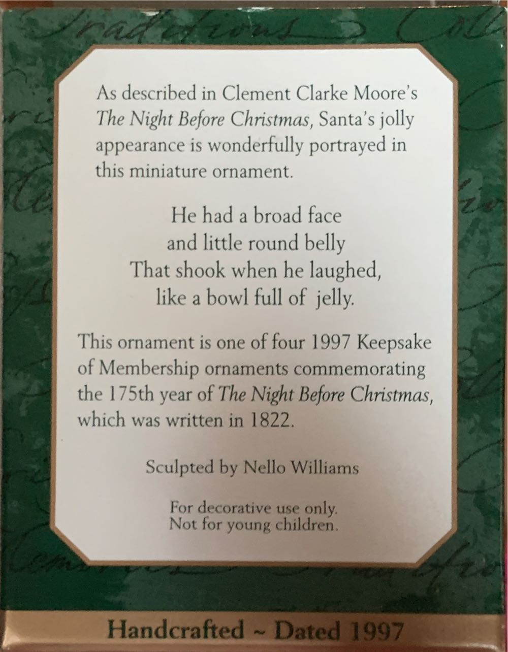 Jolly Old Santa Miniature - Miniature Collector’s Club (Santa Clause) ornament collectible - Main Image 2