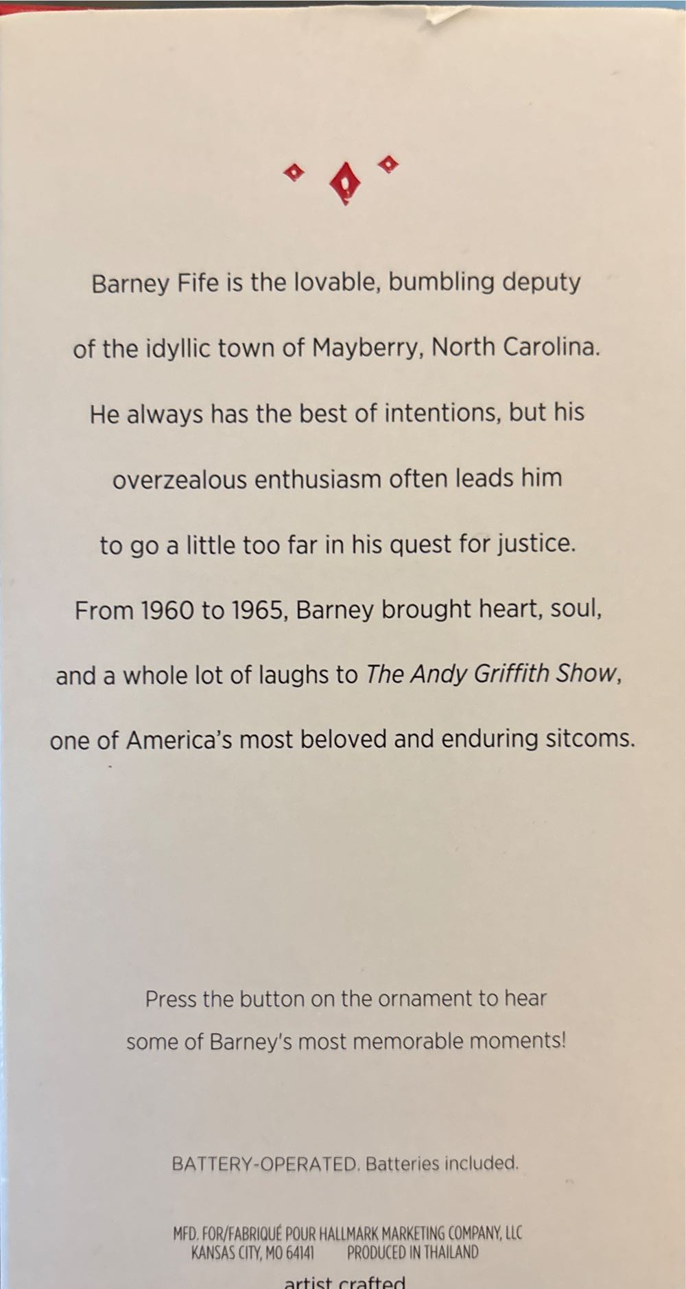 Deputy Barney Fife - The Andy Griffith Show ornament collectible - Main Image 3