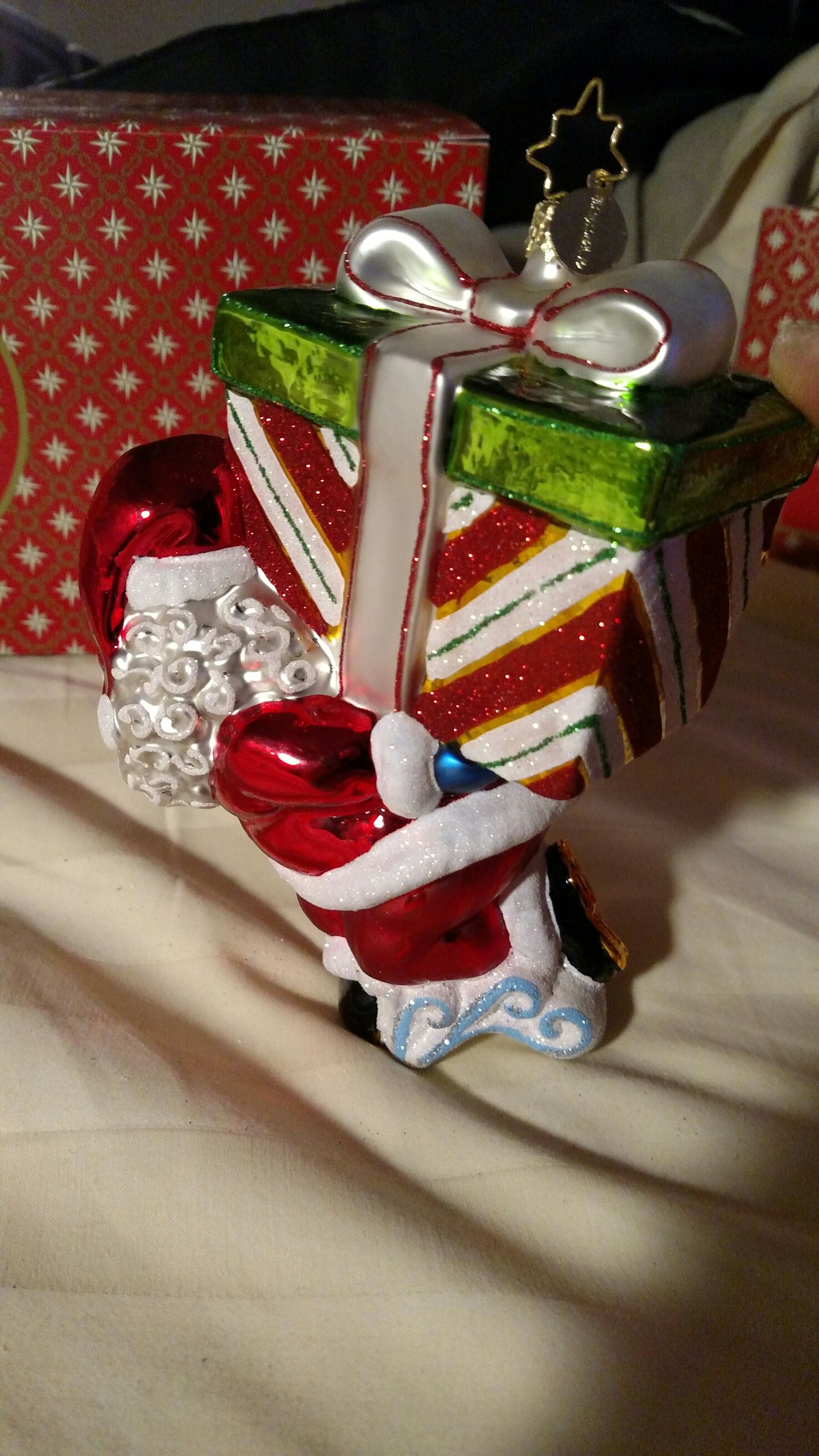 Santa Delivering Present  (Santa) ornament collectible - Main Image 2