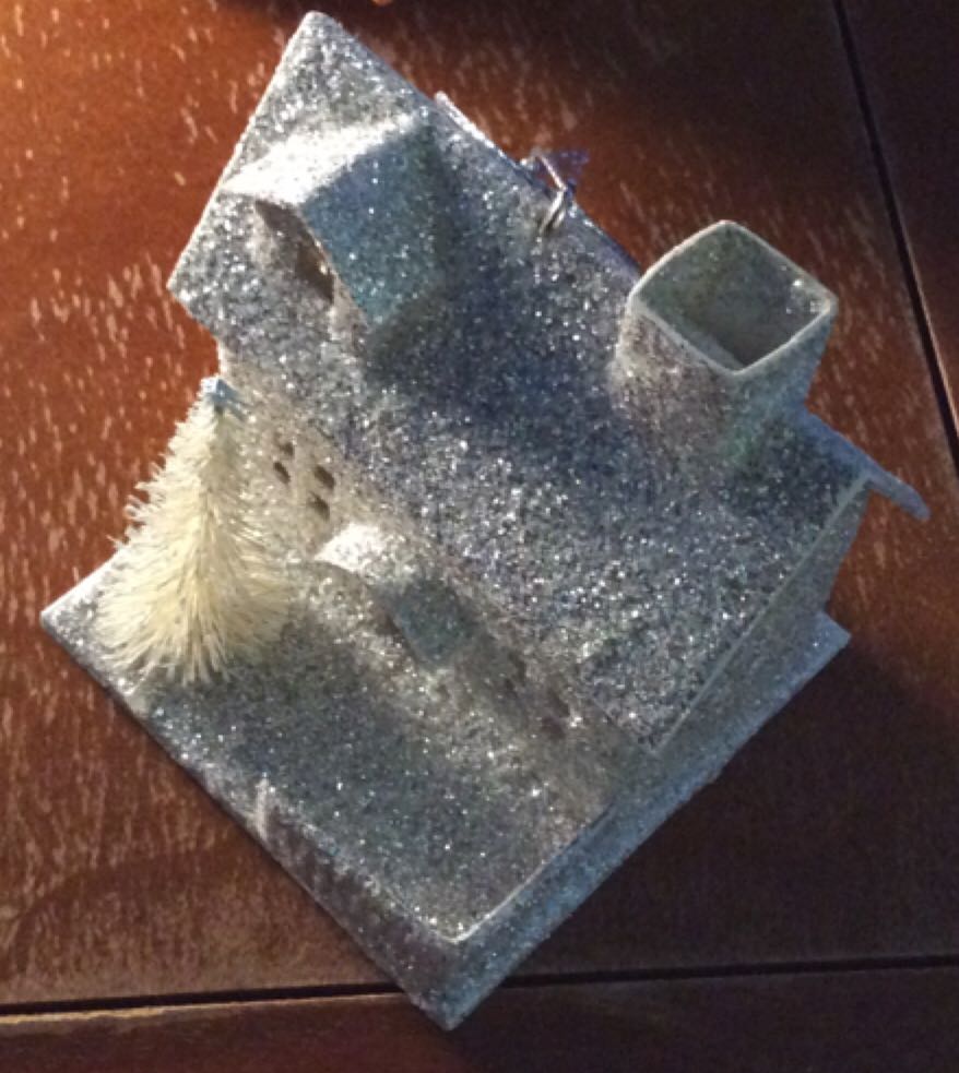 Silver cardboard house  ornament collectible - Main Image 1