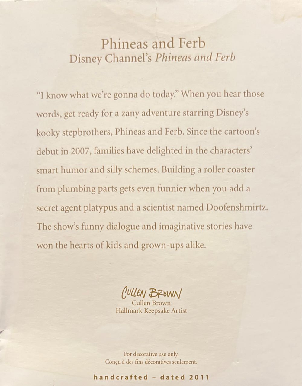 Phineas And Ferb - Disney Channel’s Phineas and Ferb (Cartoons) ornament collectible - Main Image 2