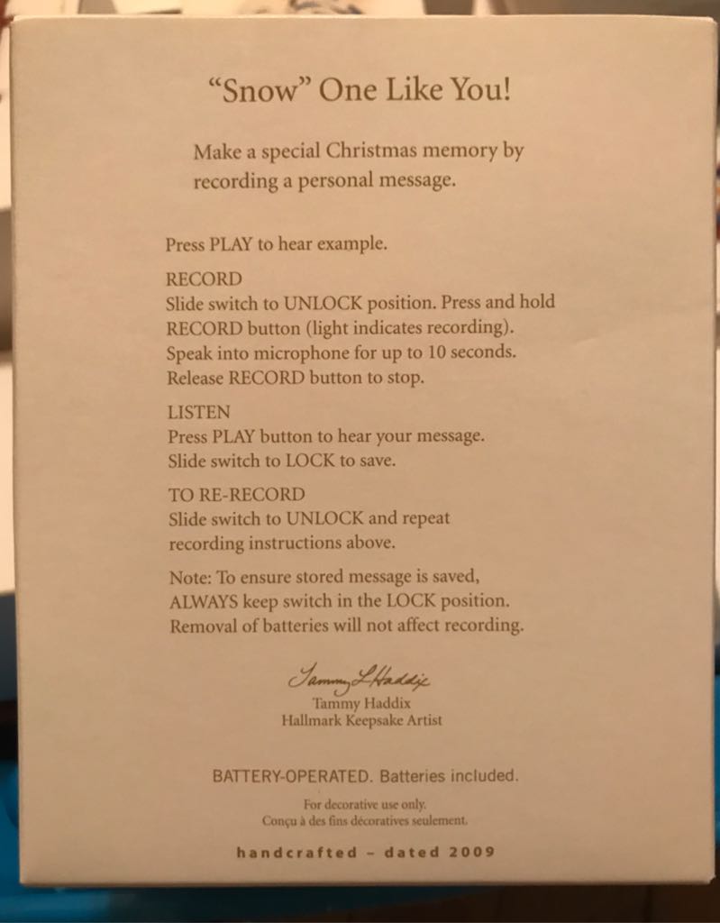 “Snow” One Like You! Recordable Hallmark Ornament  (Magic Light And Sound) ornament collectible - Main Image 2