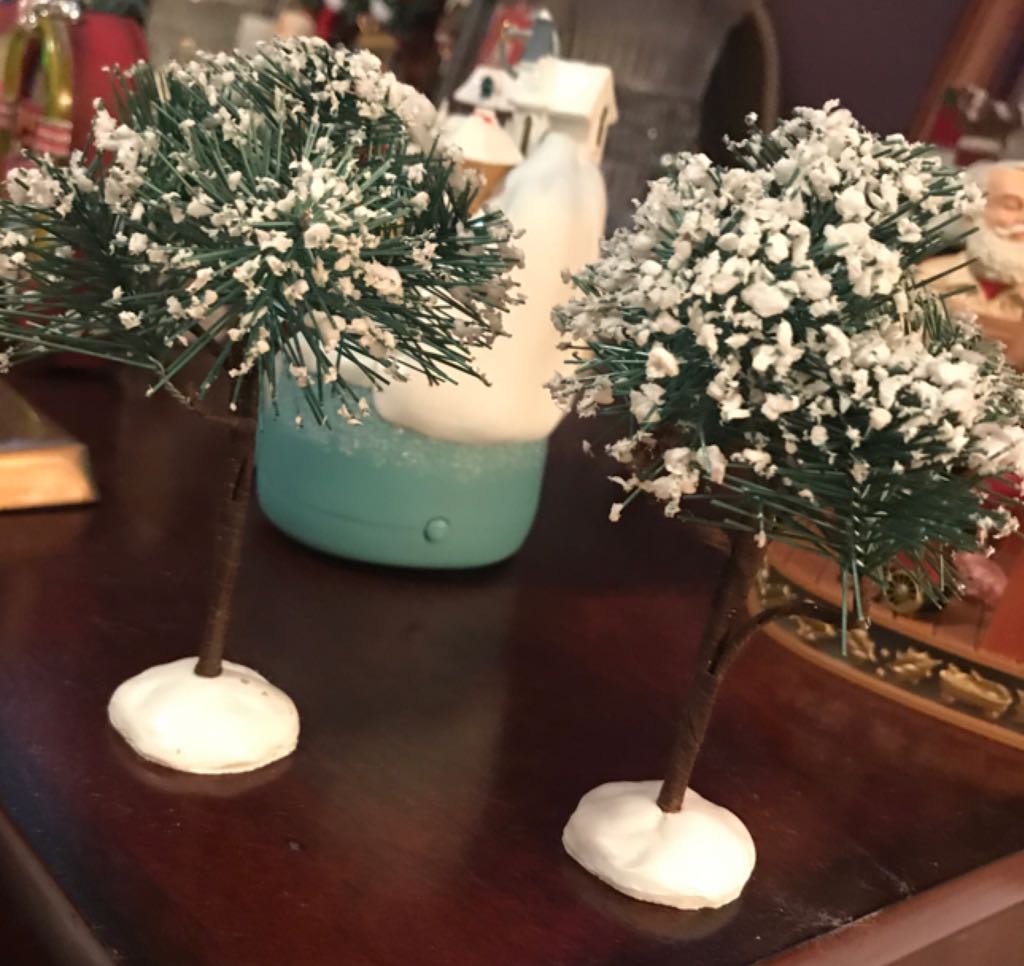 Village Tabletop Trees With Snow x 2  ornament collectible - Main Image 1