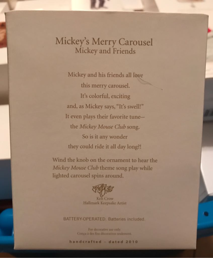 Mickeys Merry Carousel Ornament  (Magic Light And Sound) ornament collectible - Main Image 2