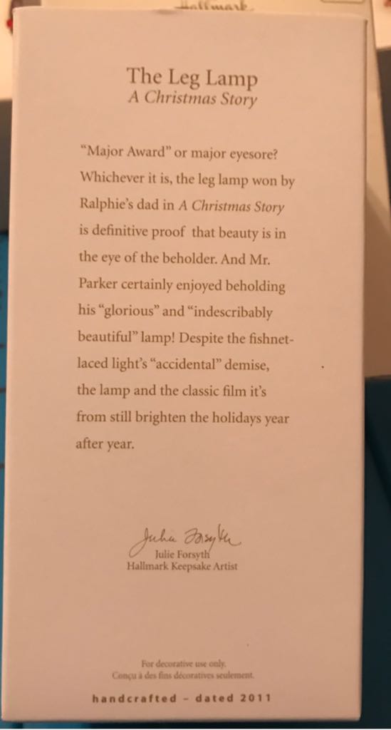 The Leg Lamp - Hallmark “A Christmas Story” Ornaments (A Christmas Story) ornament collectible - Main Image 2