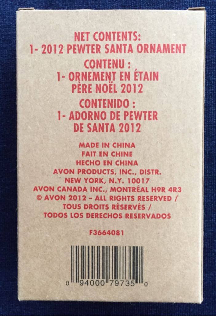Avon 2012 Santa - Avon Ornaments (Avon Fine Collectibles) ornament collectible - Main Image 2