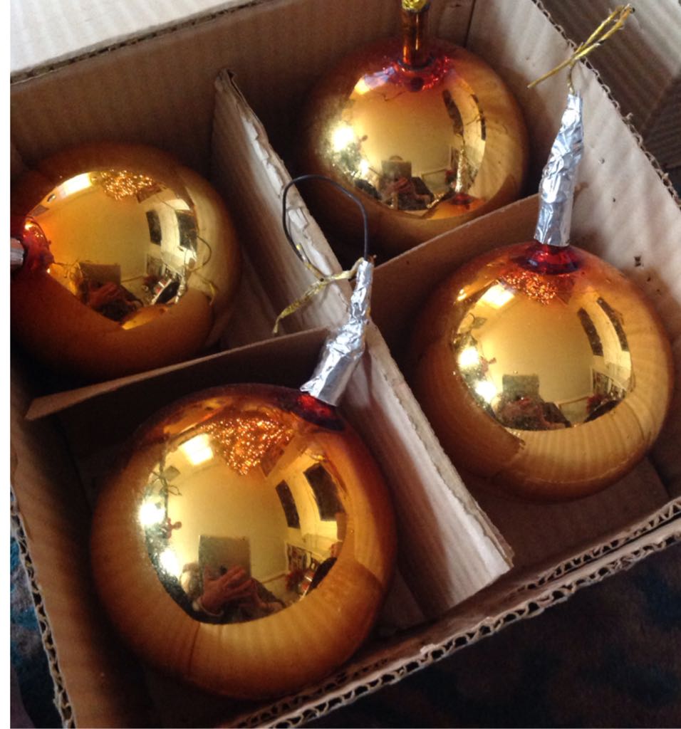 Giant German Glass Balls - Gold (4)  ornament collectible - Main Image 2