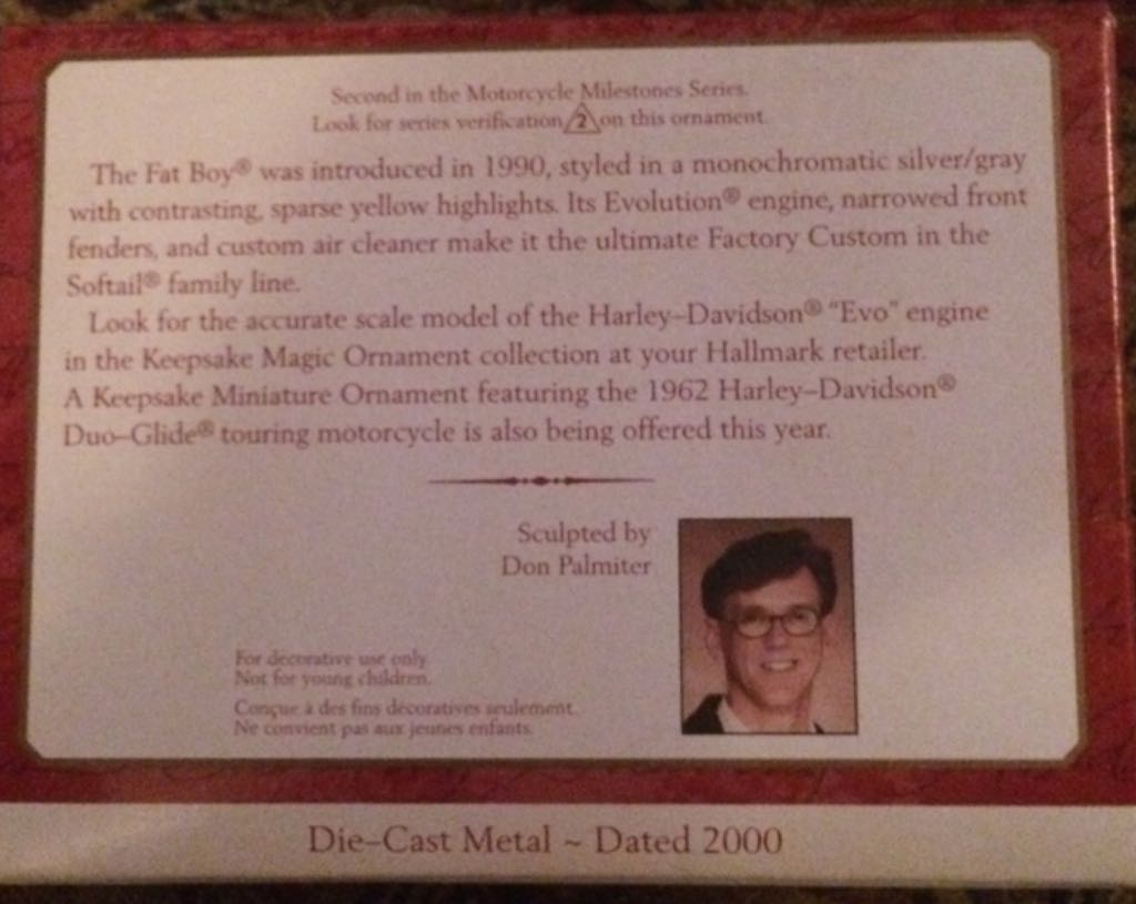 Fat Boy - Harley Davidson Motorcycle Milestones (Harley-Davisdson Motorcycle Milestones) ornament collectible - Main Image 2