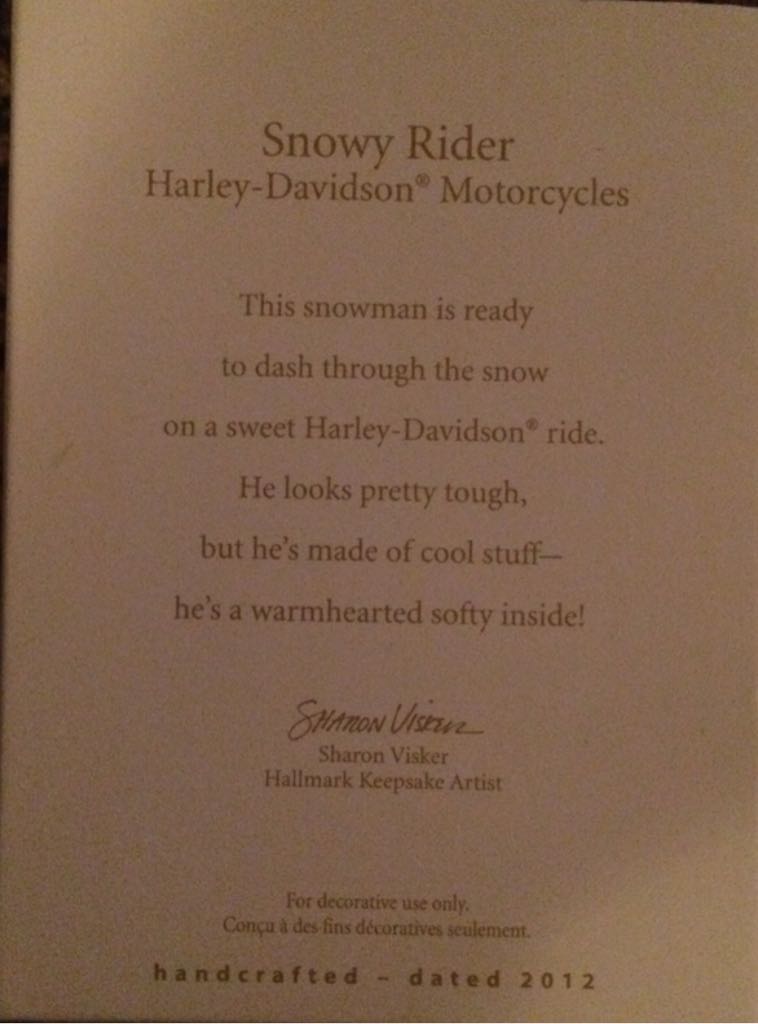 Snowy Rider - Harley-Davidson Motorcycles (Harley-Davidson Motorcycles) ornament collectible - Main Image 2