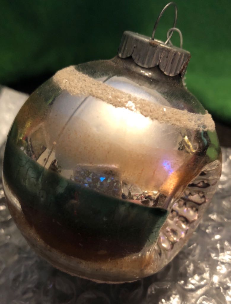 Green Yellow Striped Ball  ornament collectible - Main Image 2