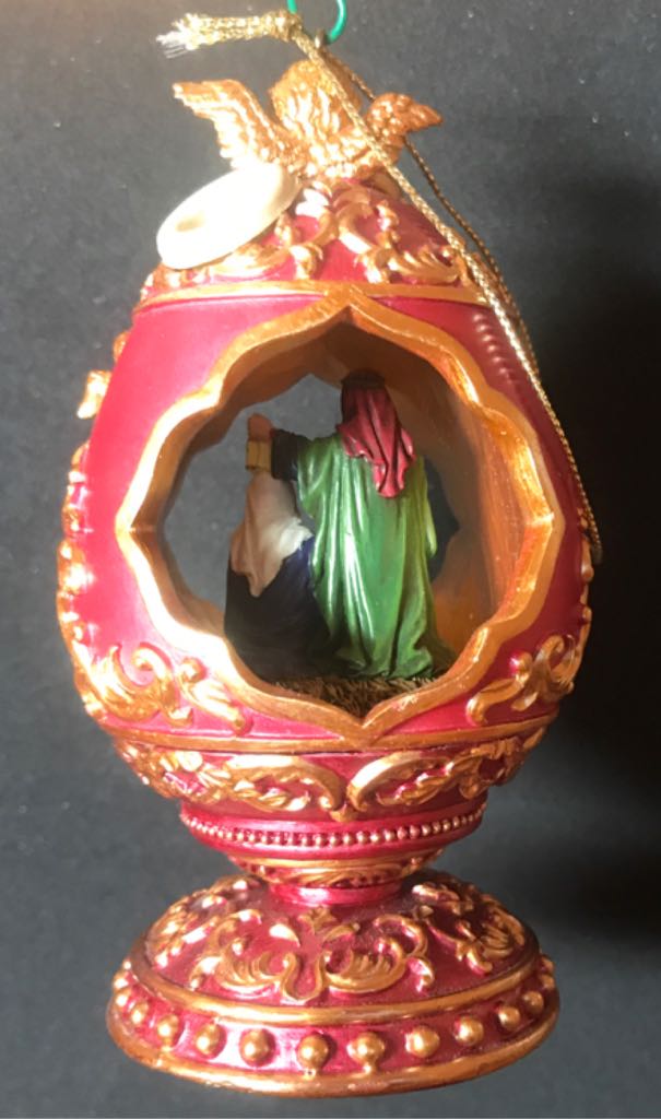 Faberge Styele Egg w/Holy Family  (Nativity) ornament collectible - Main Image 2