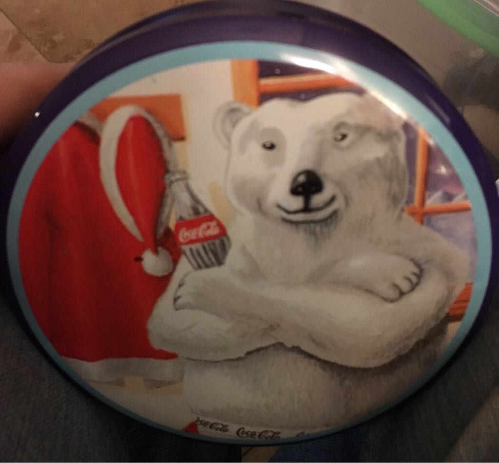 Coca Cola Polar Bear Santa Tin  ornament collectible - Main Image 1