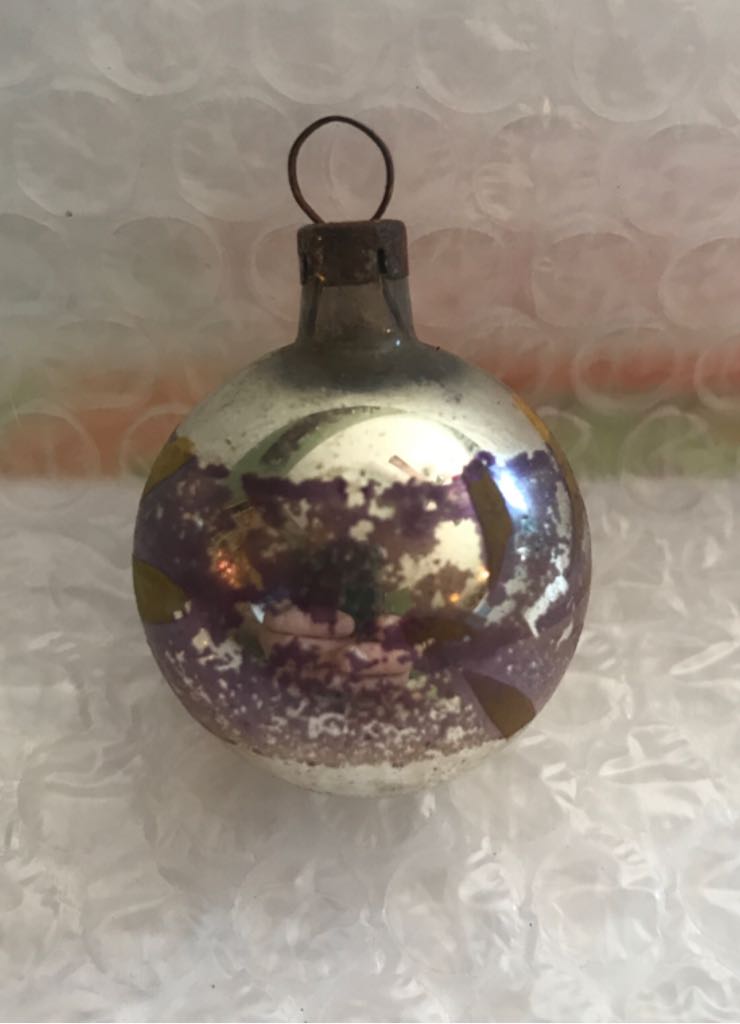 Feather Tree - Ball - Purple Band, White Flower - Ball (Feather Tree) ornament collectible - Main Image 2