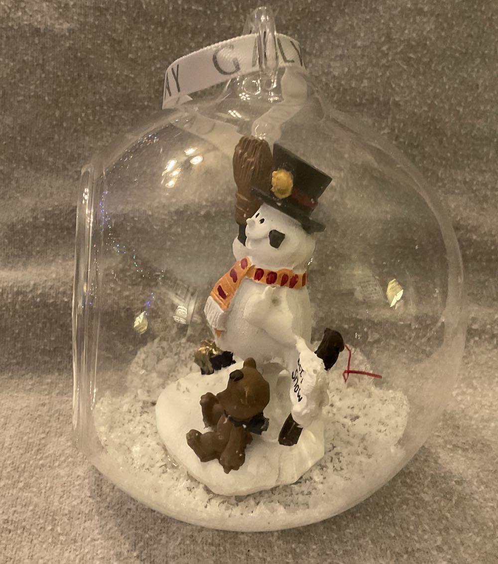 Snowman And Puppy Snow Globe Ornament  (Snowman) ornament collectible - Main Image 3