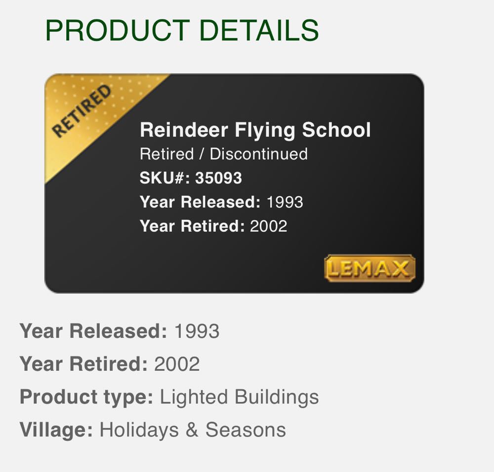 Reindeer Flying School 1993 #35093 - Santa’s Wonderland (Santa’s Wonderland) ornament collectible - Main Image 2