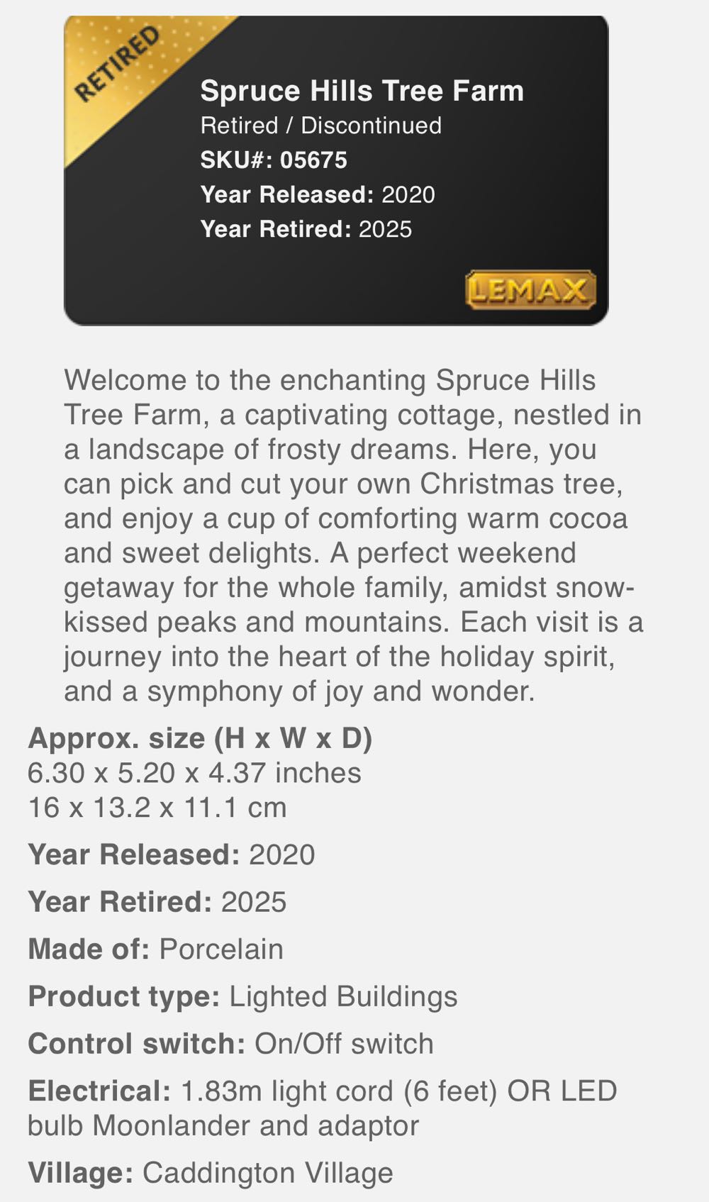 #05675 Spruce Hills Tree Farm  (Caddington Village) ornament collectible - Main Image 2