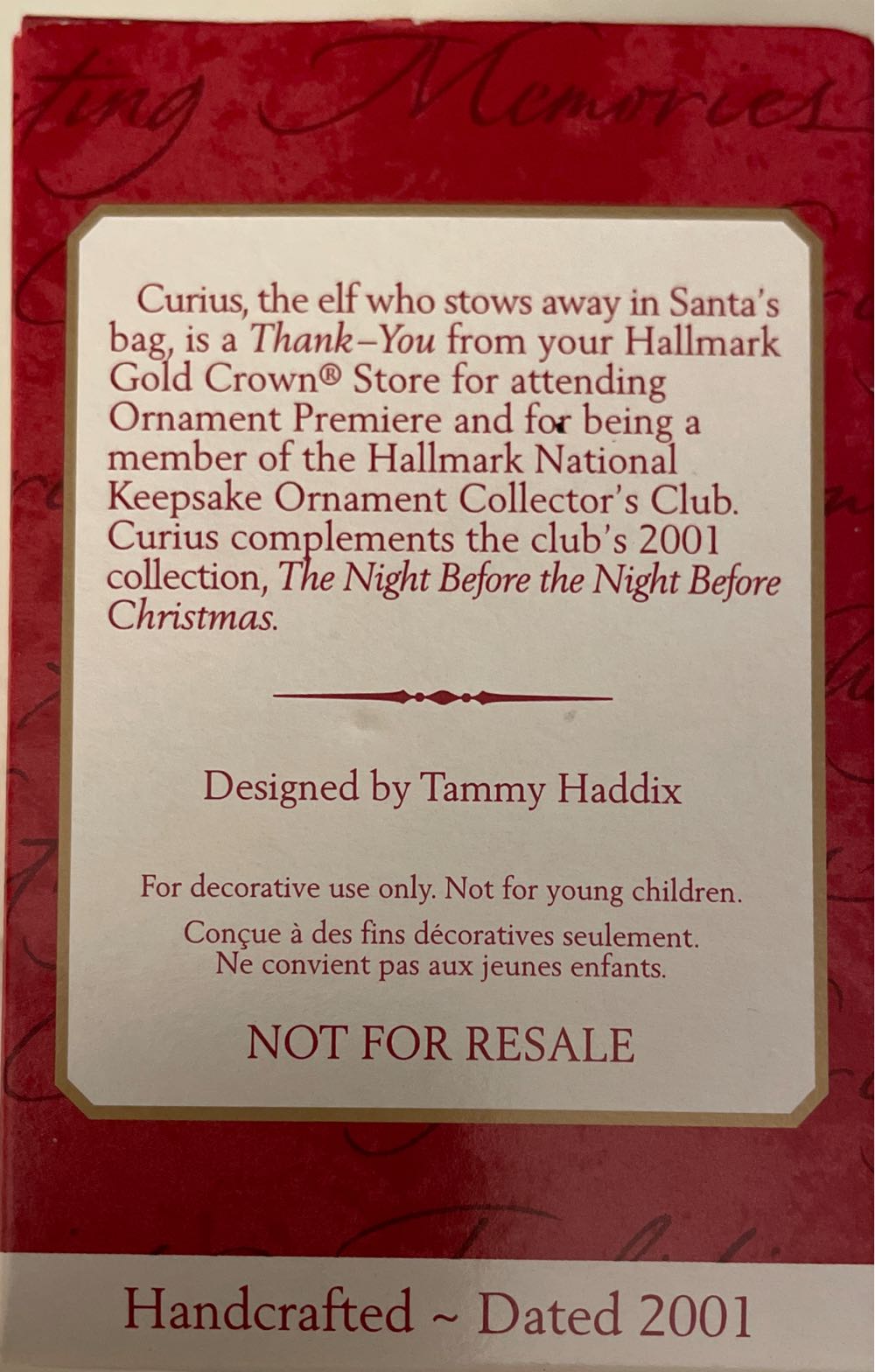 Curius the Elf - The Night Before The Night Before Christmas (Elf) ornament collectible - Main Image 2