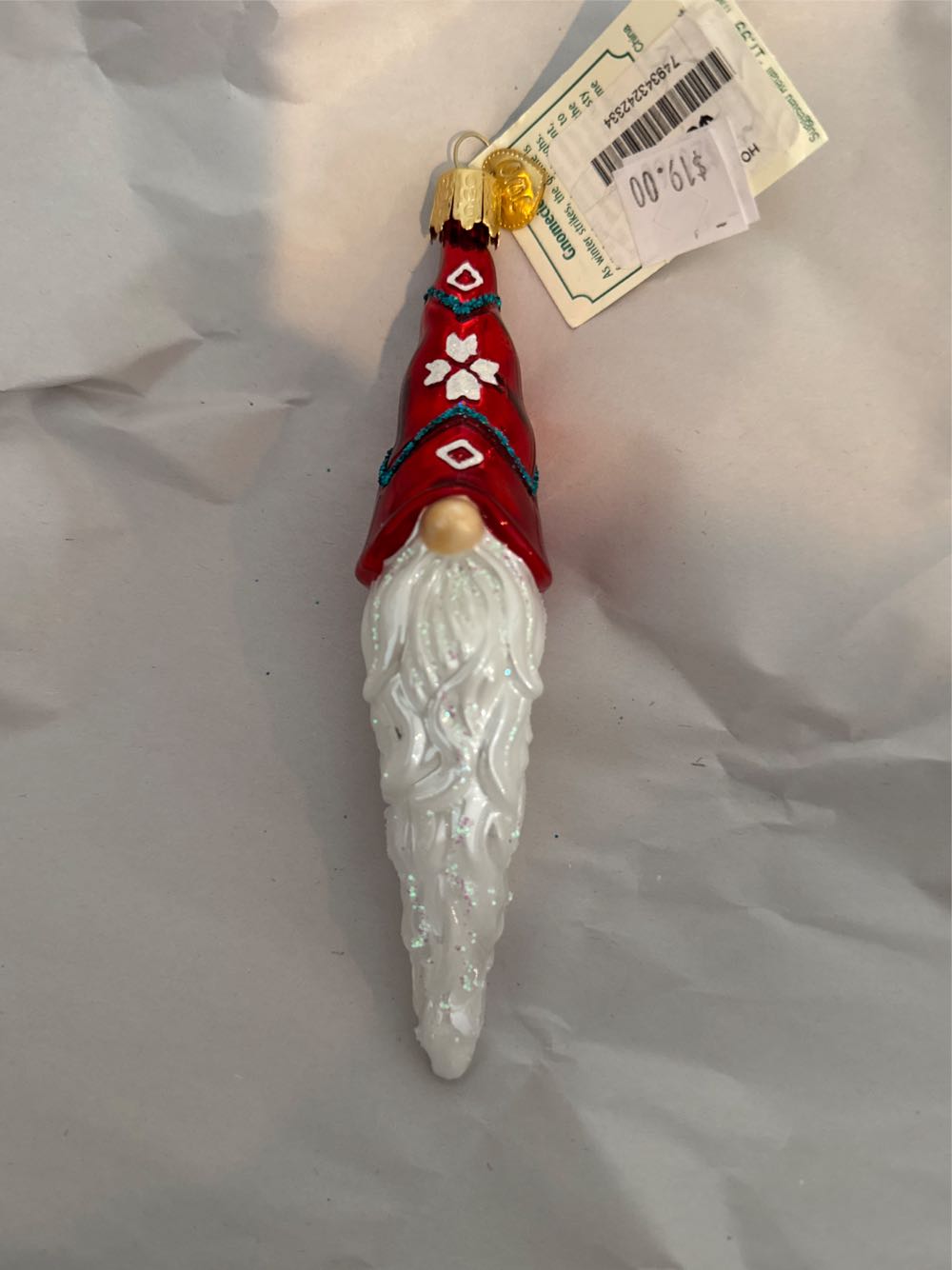 Old World Christmas Gnomecicle Glass Hanging Ornament  (Santa) ornament collectible [Barcode 729343242334] - Main Image 2