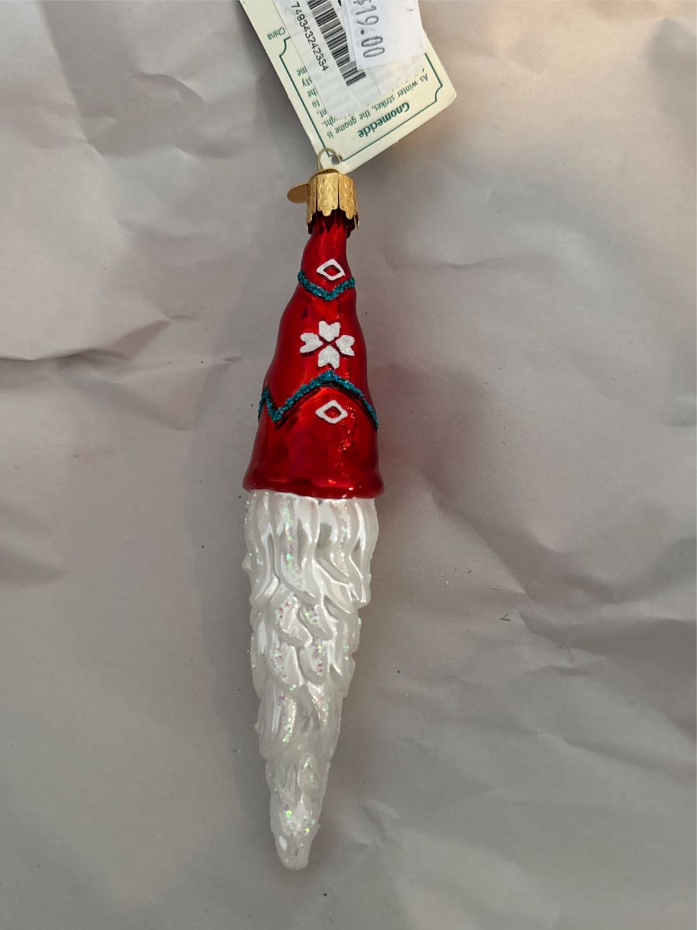 Old World Christmas Gnomecicle Glass Hanging Ornament  (Santa) ornament collectible [Barcode 729343242334] - Main Image 3