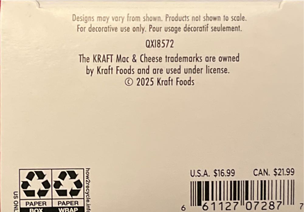 Kraft Mac & Cheese: The Blue Box Ornament - Food (Mac & Cheese) ornament collectible [Barcode 661127072877] - Main Image 4